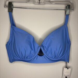 SHADE & SHORE NEW Bikini Top Blue Women 36D Adjustable Push Up Padded Swim Beach